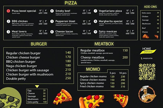 Create menu for your restaurant by Noname11920 | Fiverr
