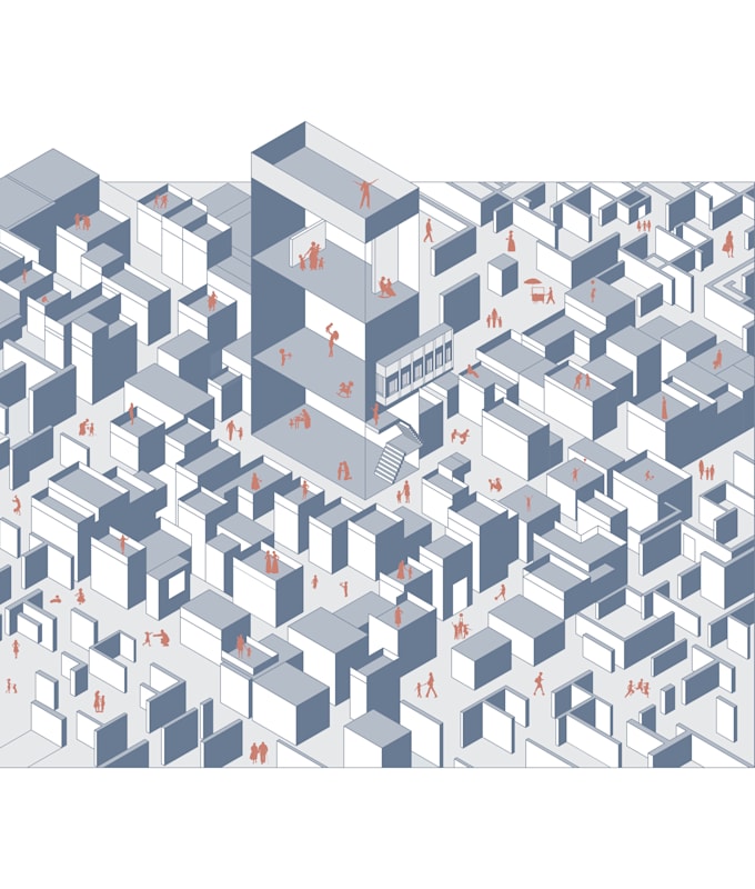 photoshop illustrations and axonometric diagrams