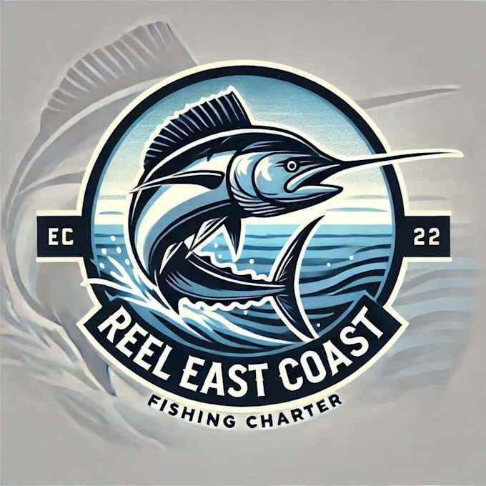 make a attractive fishing charter reel east coast logo