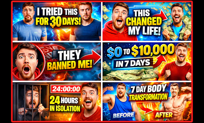 design clickbait amazing attractive youtube thumbnail