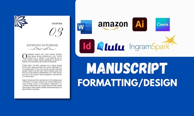 format manuscript, book typesetting, paperback design, format PDF, cover design