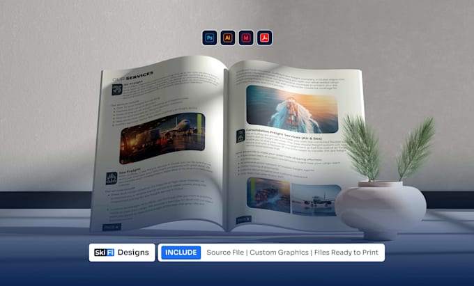 design bifold, trifold brochures and catalog print ready