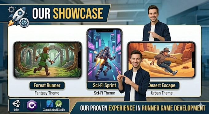 develop a custom 3d mobile runner game in unity