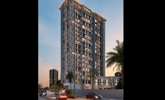3d render high rise, skyscraper and commercial buildings