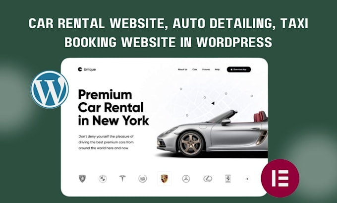 build car rental website, auto detailing, taxi booking website in wordpress
