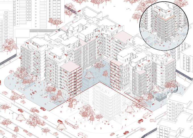 create stunning axonometric with textures and details