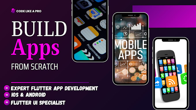 be your flutter developer to create mobile apps for android and ios