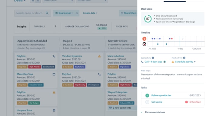 Setup hubspot sales hub, pipeline automation, leads scoring workflows ...