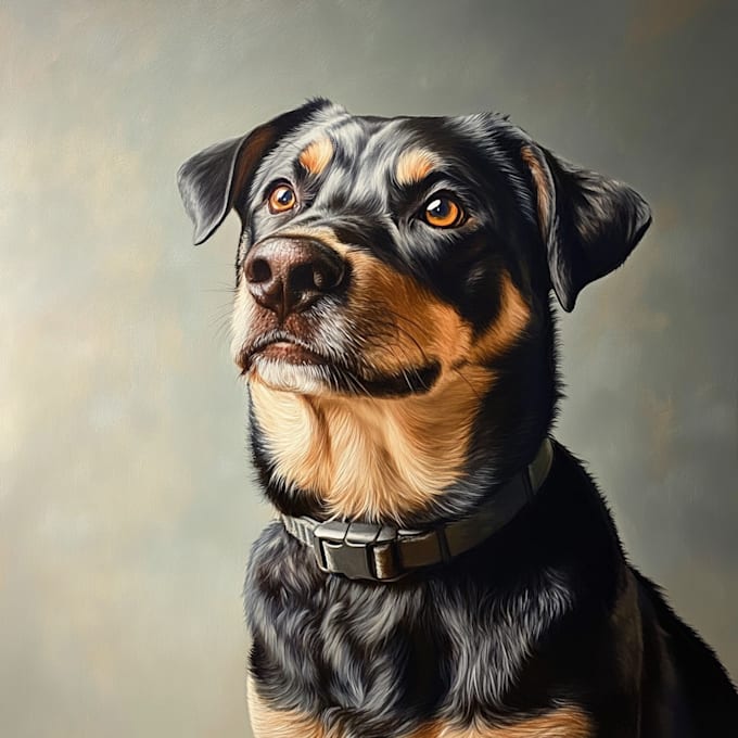 draw realistic pet portrait into digital oil painting