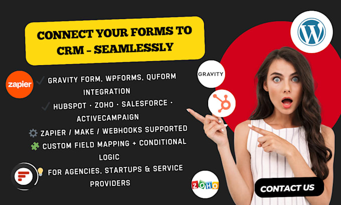 connect your gravity form quform wpforms with hubspot, zoho CRM using zapier