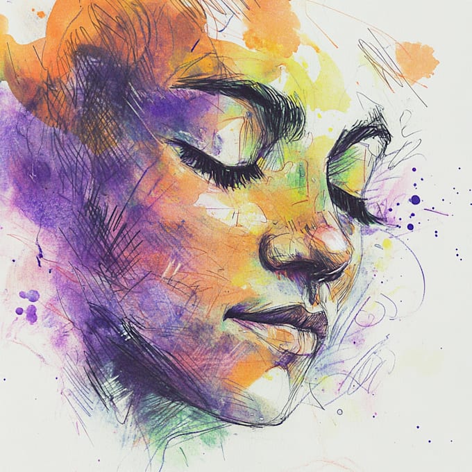 create a sketch with watercolor and scribbles