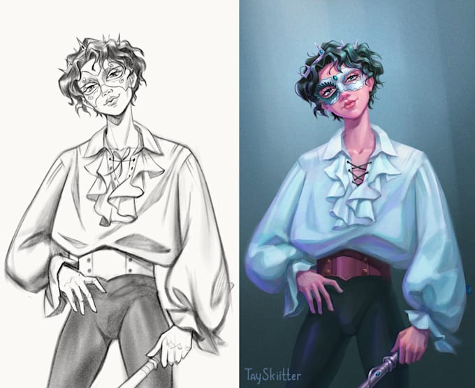 draw concept art, character design, fanart, an illustration