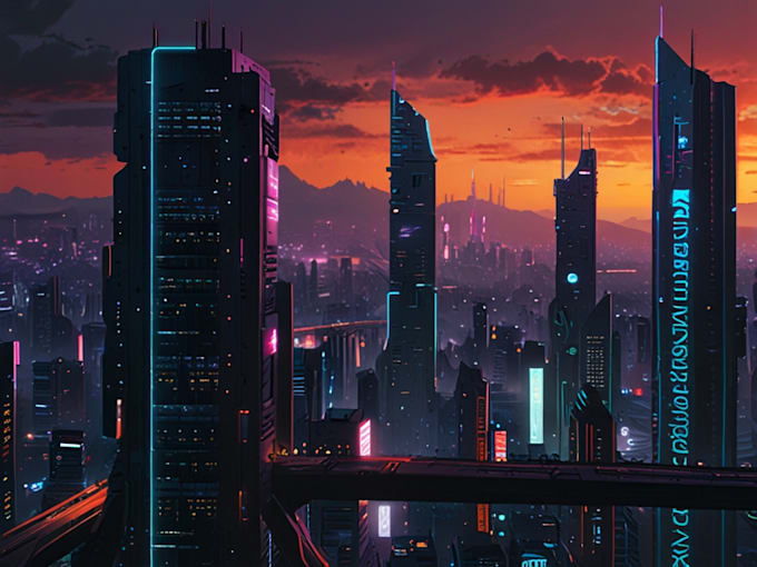 do cyberpunk futuristic city art
