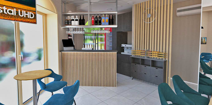 renovate restaurant interior, cafeteria render,3d store front design,bar, lounge