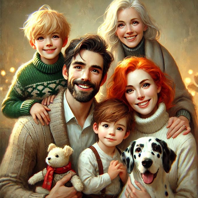 draw disney family portrait illustration