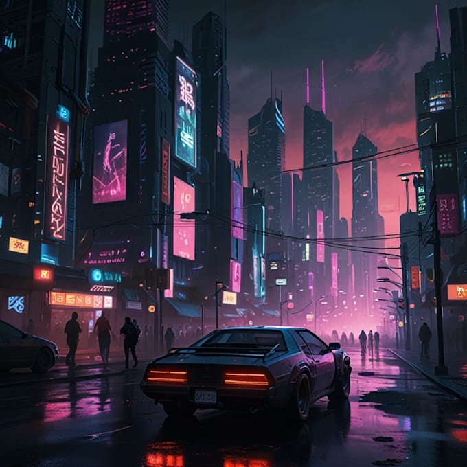Do cyberpunk futuristic city art by Elizabetillard | Fiverr