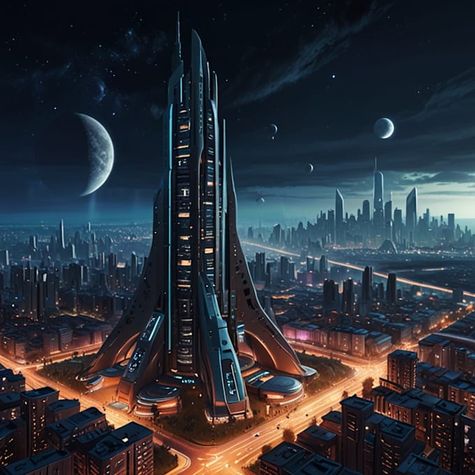 Draw a sci fi and science fiction futuristic city art by Elizabetillard ...
