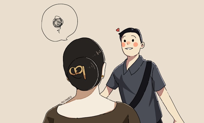 draw cute couple illustration for you
