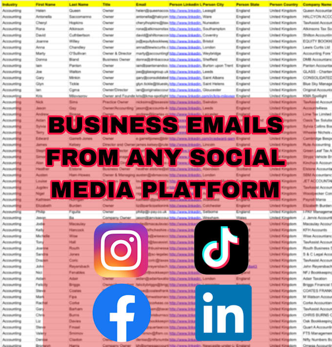 collect email leads and business emails from any social media platform
