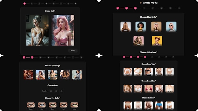 develop an ai nsfw chatbot website, an ai saas website, nsfw image generator