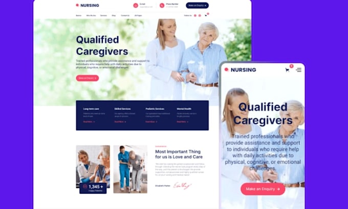 design education, elearning, nursing website with responsive