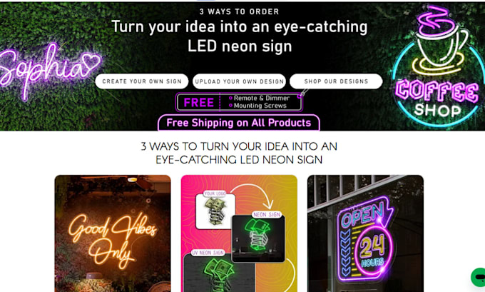 design profitable neon sign dropshipping store neon website neon store