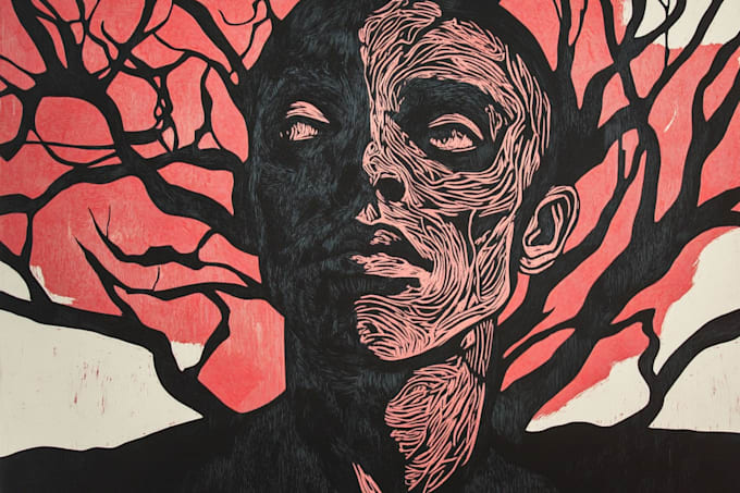 create a portrait print linocut
