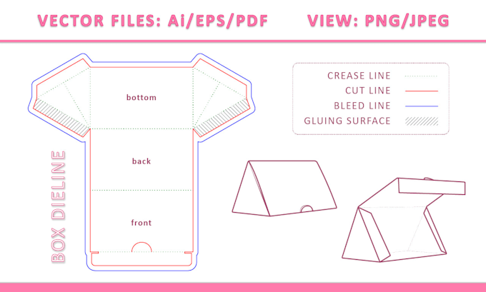create a die cut line template for a packaging box