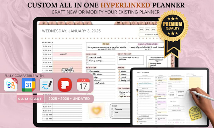 create hyperlinked planner etsy digital journal planner products updated store