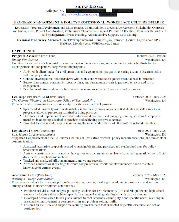 deliver a professional resume, cover letter, and linkedin profile