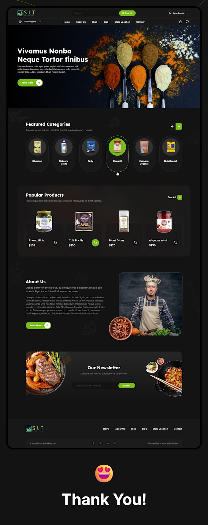 grocery web layout design