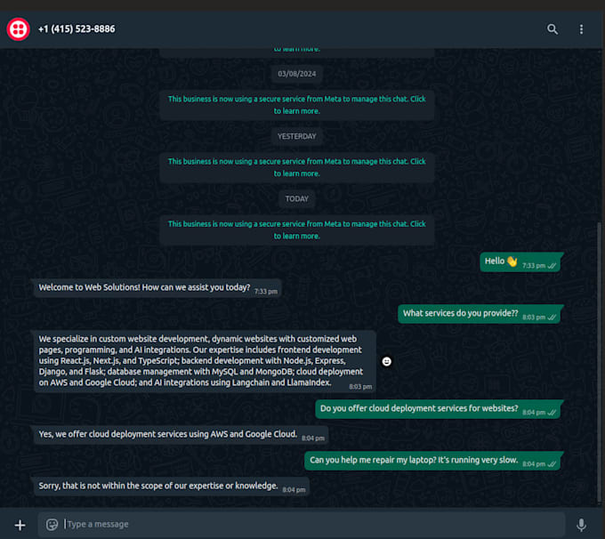 create whatsapp chatbot with whatsapp bot api and chat gpt, custom gpt