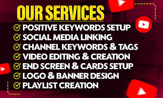 create and setup seo optimized youtube channel with logo, banner, etc