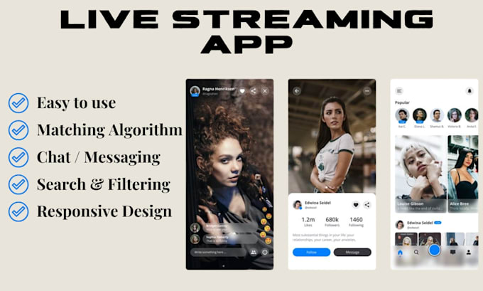 develop live streaming app video music streaming app video calling and chat app