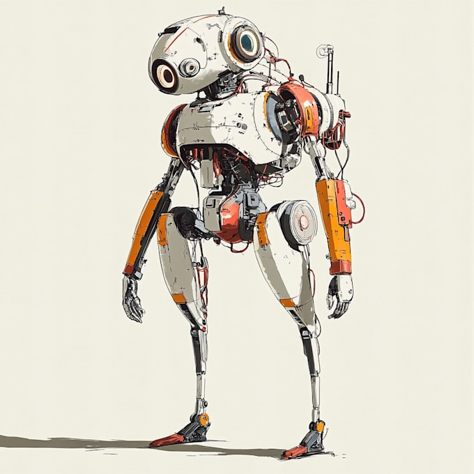 custom futuristic mecha robot character illustration art