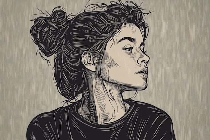 draw your portrait photo in linocut style
