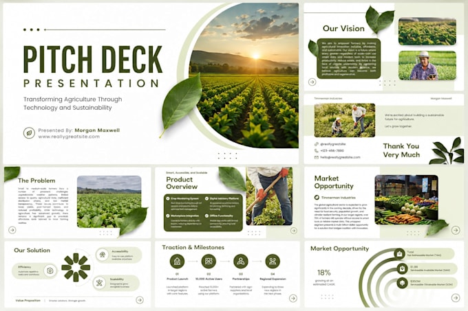 design investor pitch deck, powerpoint presentation, canva and google slides