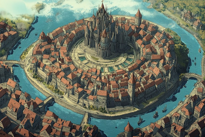 create your fantasy city map and vector map art for you