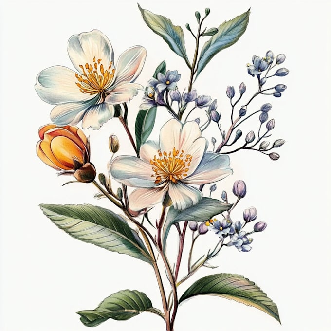 draw illustrations flower botanical for your tattoo