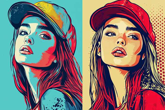 draw a custom digital art portrait in linocut style