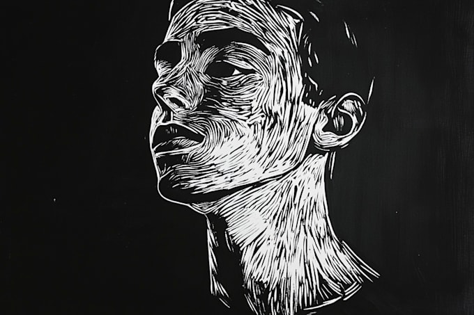 create a portrait print linocut