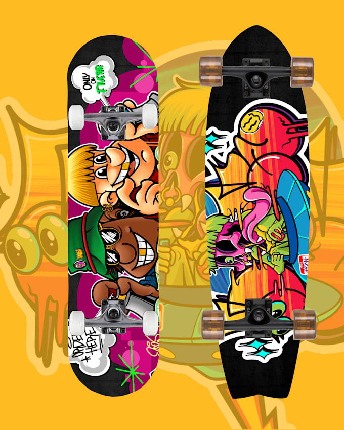 create graffiti design for skateboard deck