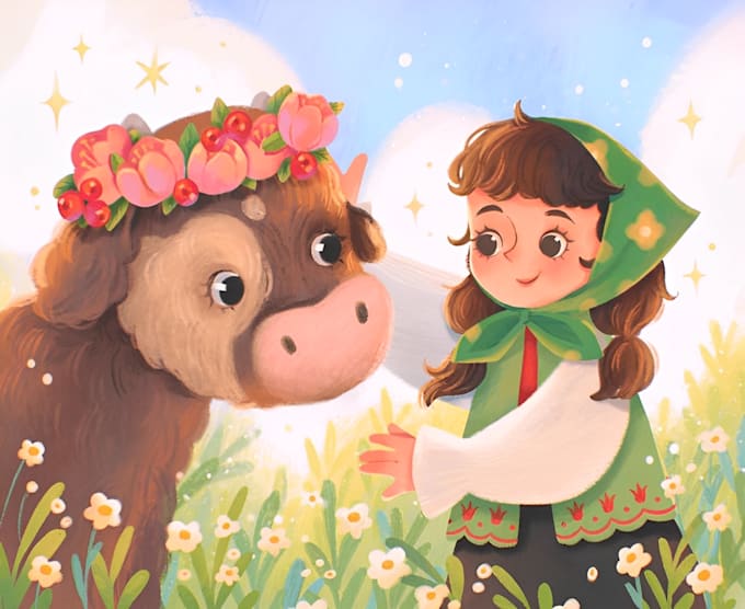 create children story book watercolor illustration