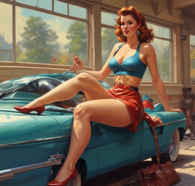 design pin up girl and pin up girl illustration