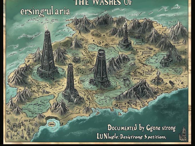 illustrate medieval fantasy and sci fi maps