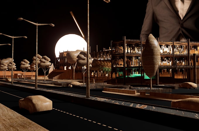 create an architectural maquette style realistic render