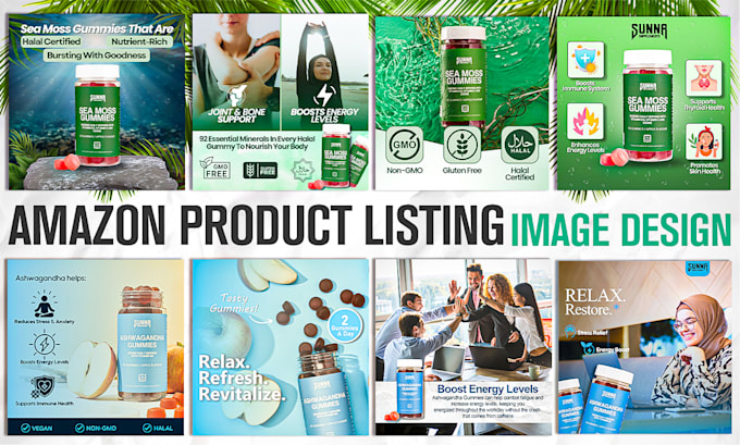 design health supplement infographics for websites and amazon