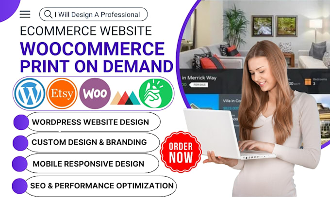 build wordpress ecommerce website woocommerce etsy pod printful printify store