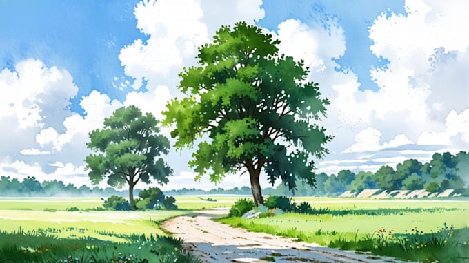draw a watercolor landscape illustration