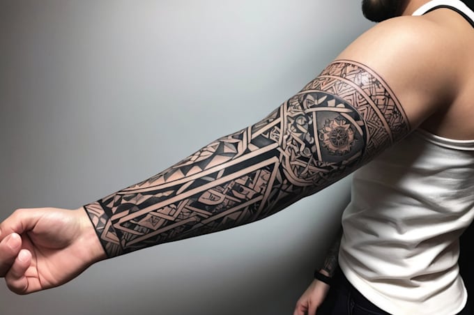 create sleeve tattoo design in geometric style